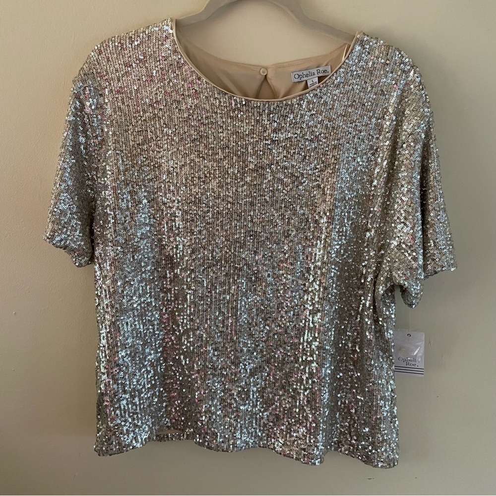 NWT Silver Sequin Women's Top size L